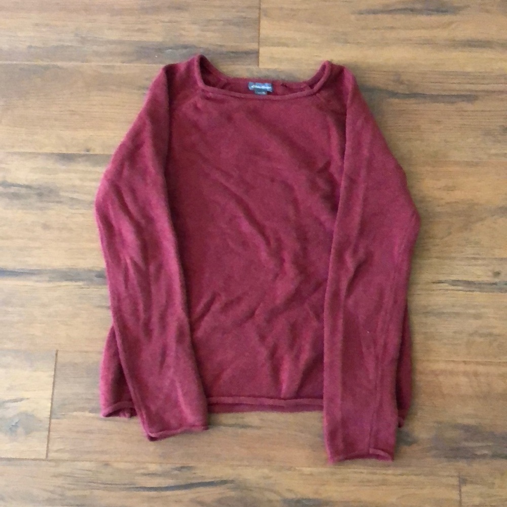 Red boxy, relaxed, knit sweater
